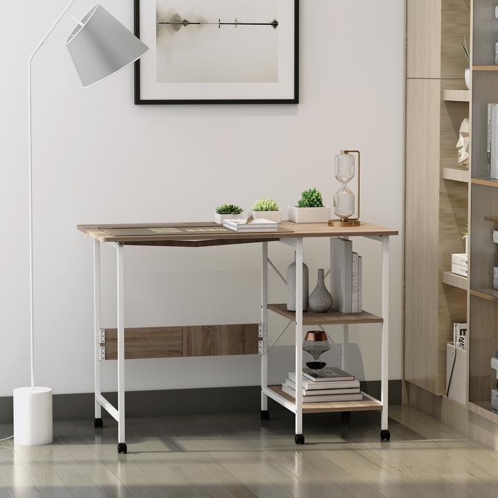 Produktbild Homcom Schreibtisch einklappbar und auf Rollen (107 x 55 x 76 cm)