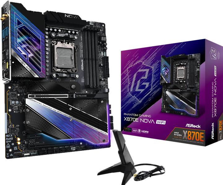 Productafbeelding AsRock MB AMD AM5 X870E Nova WiFi (AM5, AMD X870E, ATX)