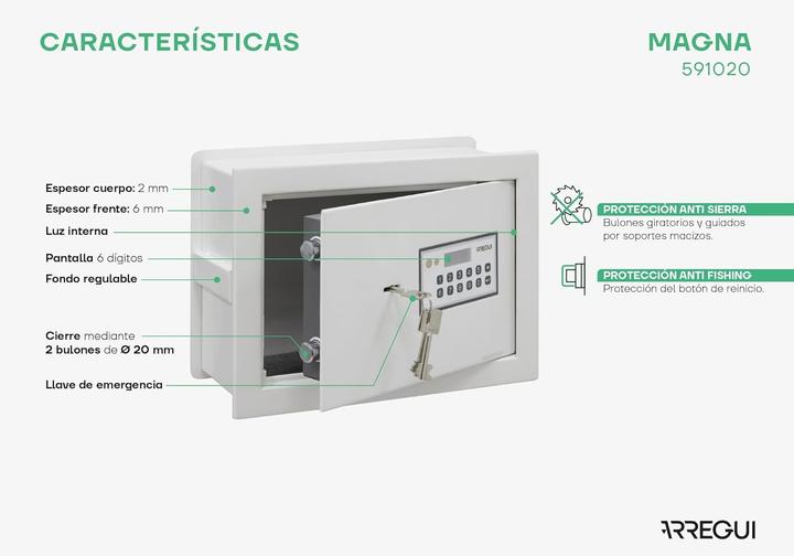 Produktbild Arregui Cassaforte da Muro Magna con Codice e Chiave (14 l)