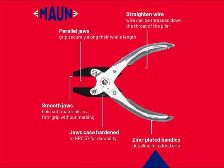 Actual product image Maun Flat Nose Pliers, Smooth Jaws 140mm (140 mm)