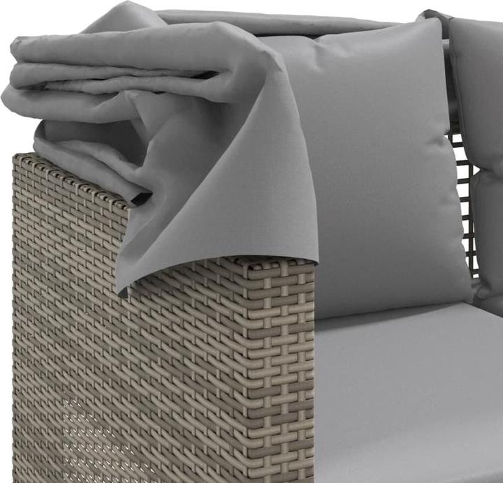 Produktbild vidaXL Outdoor-Sofa 3-Sitzer mit Dach und Hockern