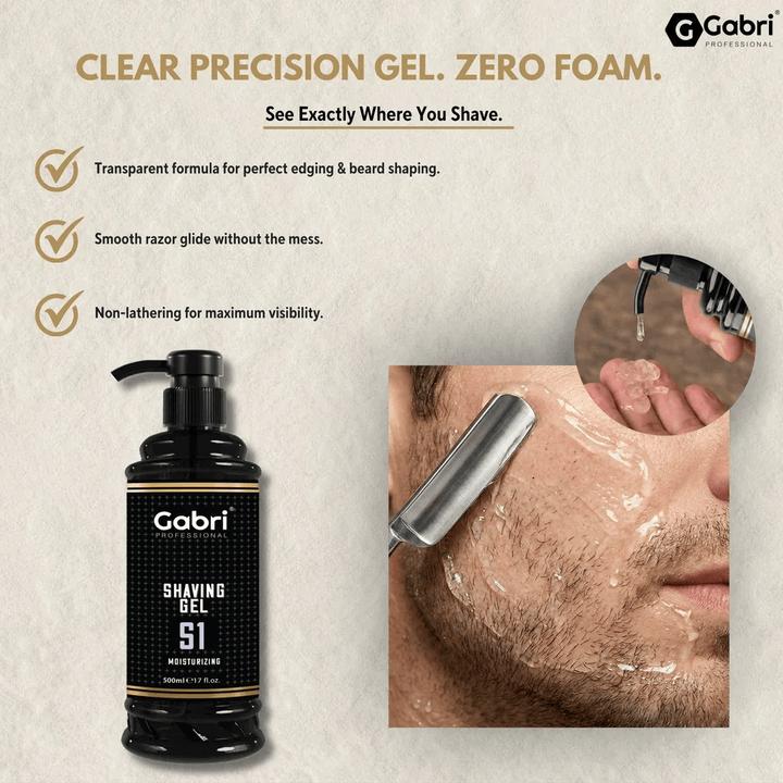 Gabri Professional Shaving Gel S1 – Transparent & Feuchtigkeitsspendend (500 ml) (500 ml, Rasiergel)