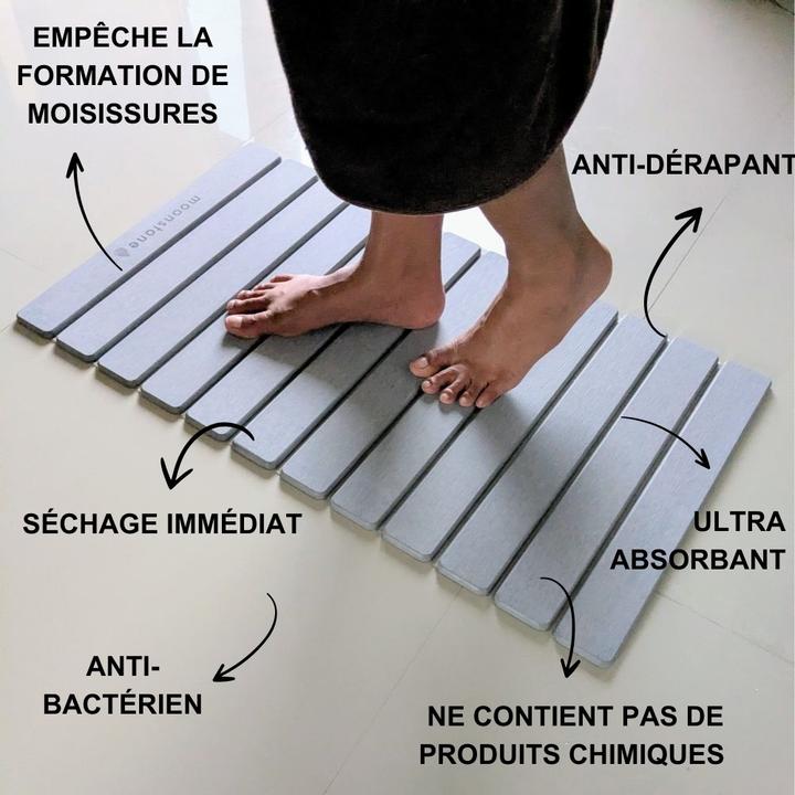 Actual product image Moonstone Badematte Melipa XL hellgrau aus Kieselgur (76 x 43 cm)