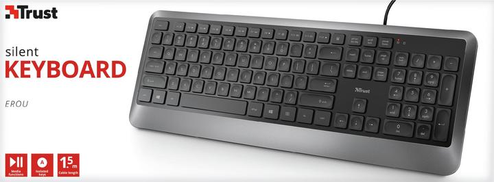Produktbild Trust Erou Leise Tastatur (QWERTZ, Deutsches Tastaturlayout) Schwarz (DE, Kabelgebunden)