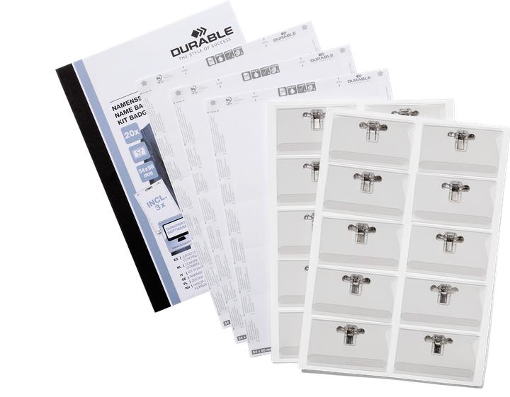 Produktbild Durable Namensschilder-Set 54x90 mm mit Kombiklemme Btl.à 20 1 Pg. à 20 Stück 869900