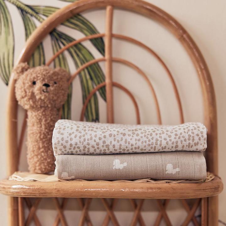 Image du produit Jollein Lot de 2 bavoirs Dotted Rabbit Nougat (70 cm, 70 cm)