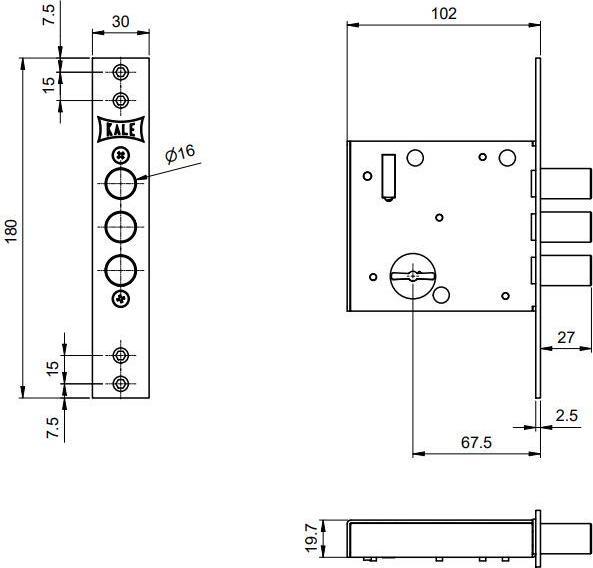 Actual product image Kale Killit MORTISE LOCK KALE. 447L. CP
