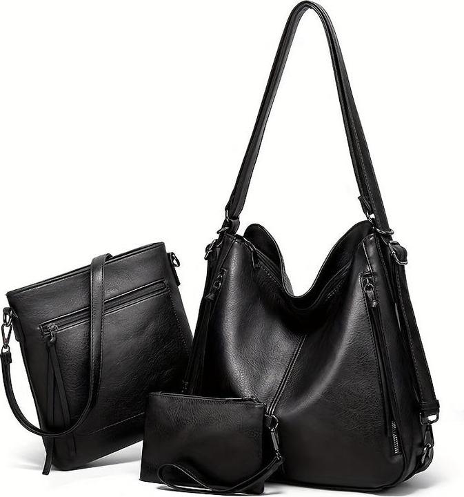 Actual product image Only-Bags.Store 3 pieces/set Vintage top handle Hobo Bg, retro shoulder bag with large capacity, casual
