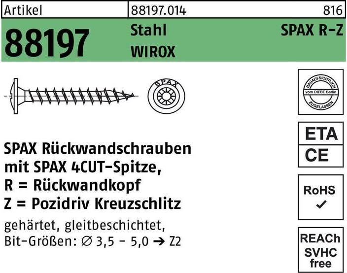 Produktbild Spax Rückwandschrauben (1000 Schrauben pro Stück)
