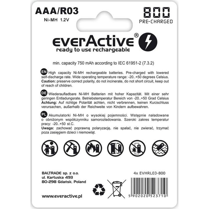 Energy Label Everactive Silver Line (4 pcs., AAA, 800 mAh)