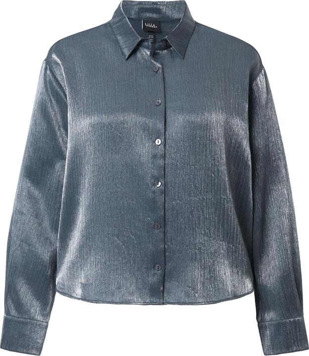 Produktbild Ulla Popken Hemdbluse, Metallic-Schimmer, Boxy, Hemdkragen, Langarm (50, 52)