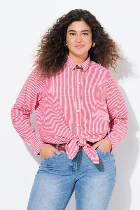 Produktbild Ulla Popken Longbluse, Streifen, A-Linie, Hemdkragen, Langarm (50, 52)