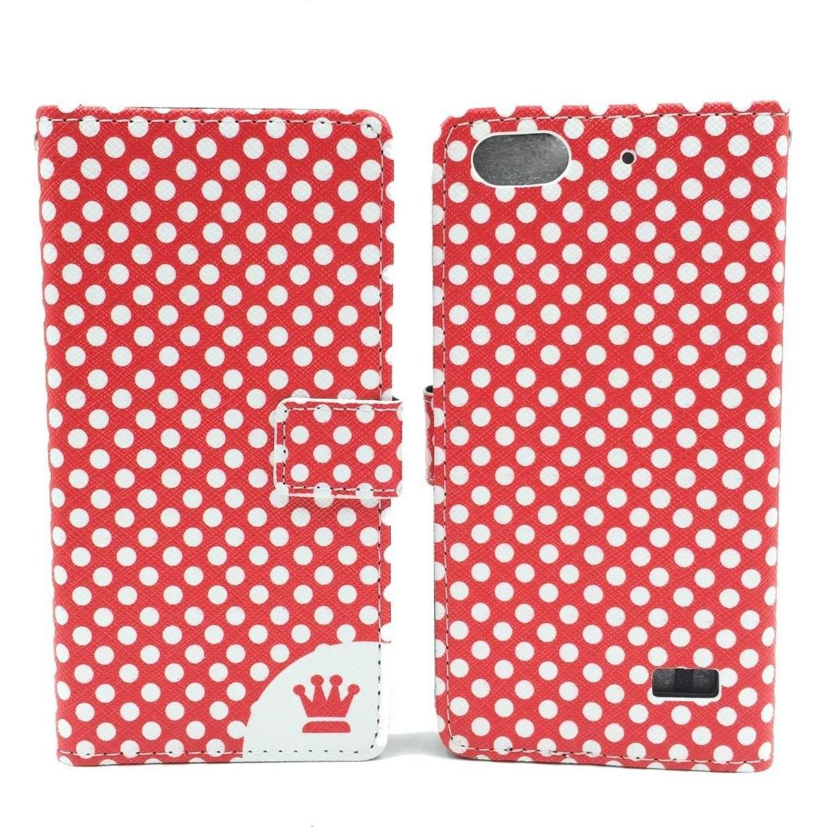 Thumbnail - König Design Schutz Hülle für Huawei G Play Mini Polka Dot Rot Tasche Cover + 1 Panzer Schutz Glas (Huawei G Play Mini, ...