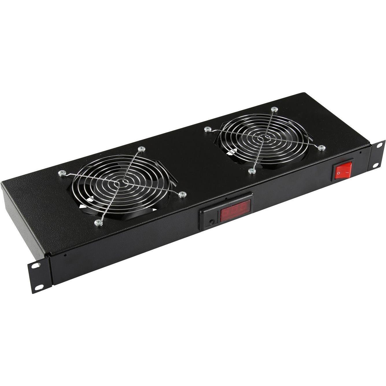 Lanview 2 Fans, Digital Thermostat, Serverschrank Zubehör, Schwarz