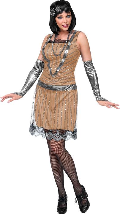 Widmann Robe pailletée avec manchettes, coiffe Beige