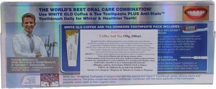 Actual product image White Glo SET Coffee & Tea Drinkers Formula whitening toothpaste 100ml + toothbrush (100 ml)