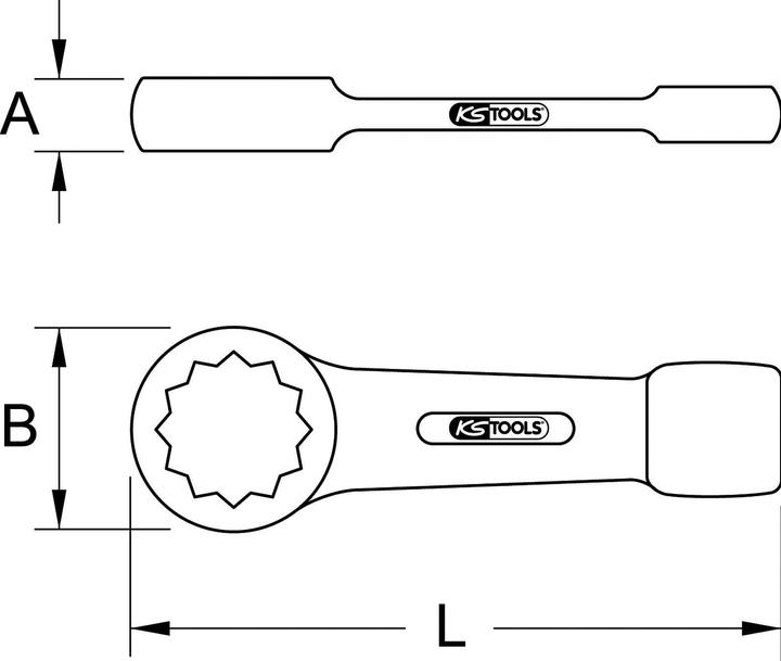 Produktbild KS Tools Schlag-Ringschlüssel tief, 12-Kant, 105 mm (105 mm)