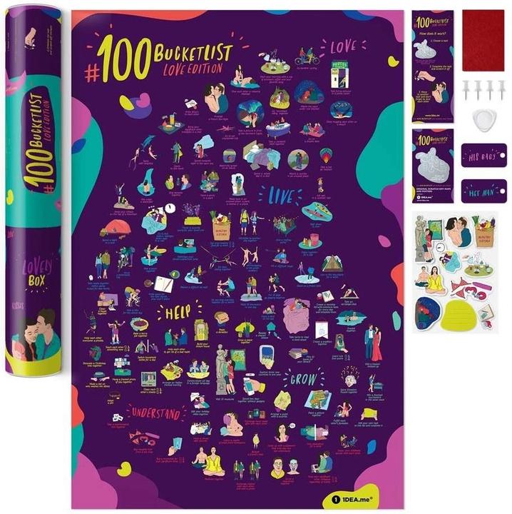 Produktbild 1dea.me Mapa zdrapka – #100 Bucketlist Love Edition (40 x 60 cm)