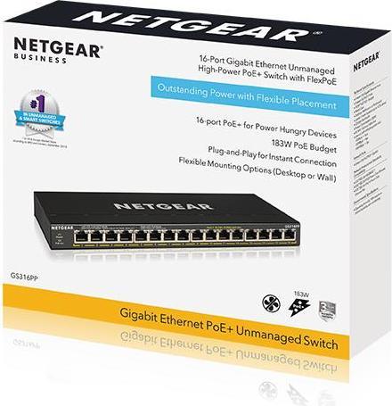 Actual product image Netgear GS316PP (16 Ports)