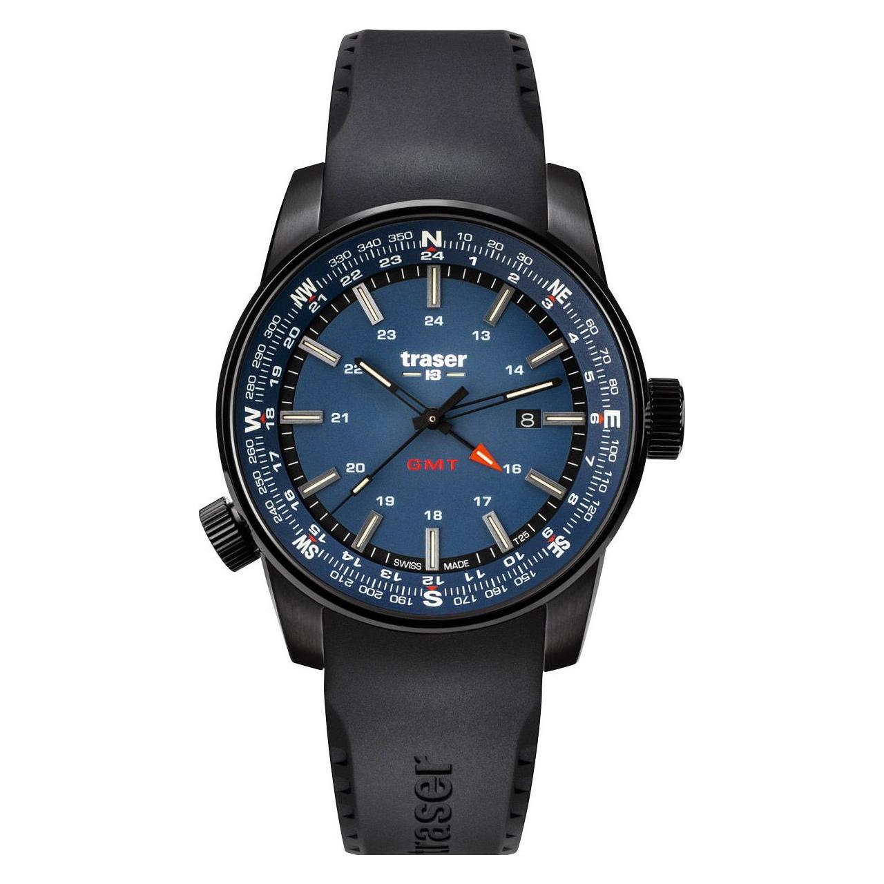 Traser, Armbanduhr, P68 Pathfinder Gmt, Schwarz, (Analoguhr, 46 mm)