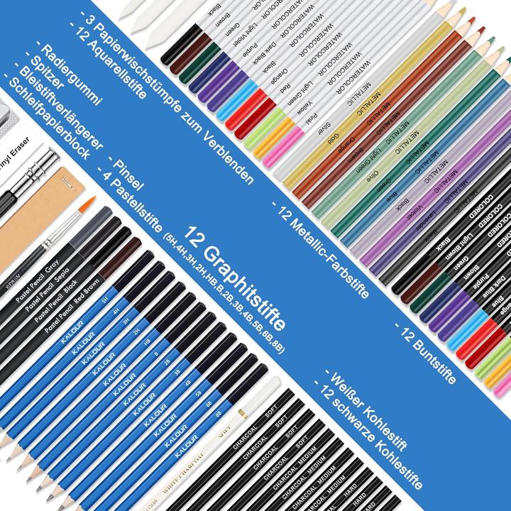 Image du produit Kalour Kit de dessin et d'esquisse de 76 pièces (65x)
