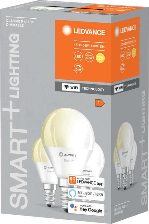 Produktbild Ledvance Smart+ Wifi Mini Bulb (E14, 4.90 W, 470 lm, 4 x, F)