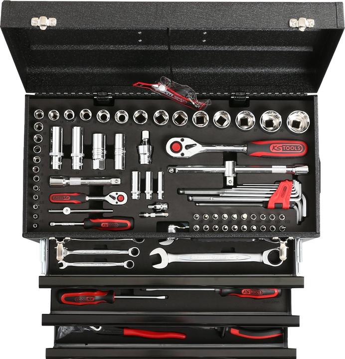 KS Tools 1/4" + 1/2" CHROMEplus universal tool set, GEAR, 99 parts, Flank Traction