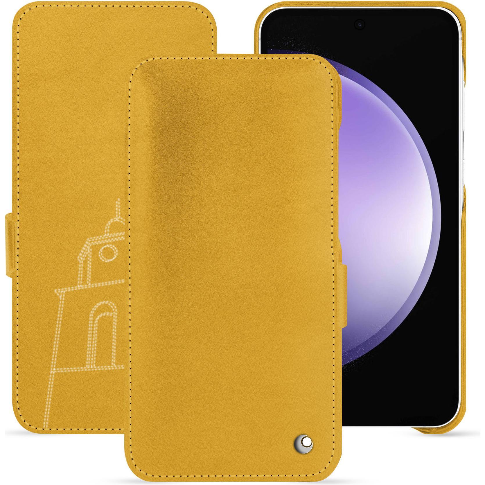 Noreve Lederschutzhülle horizontal (Samsung Galaxy S23 FE), Smartphone Hülle, Orange
