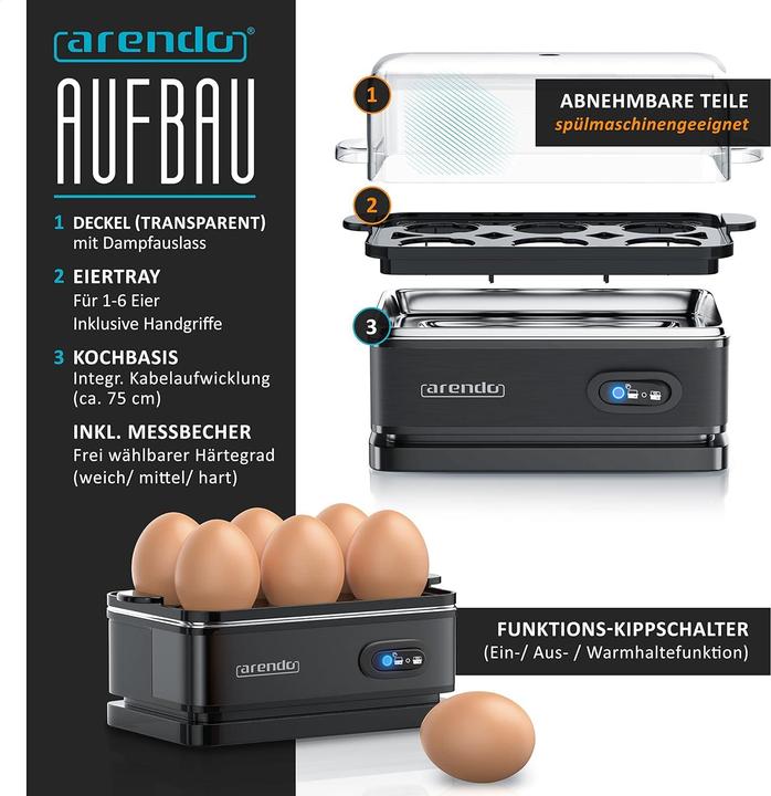 Produktbild Arendo Eierkocher Sixcook mit Warmhaltefunktion