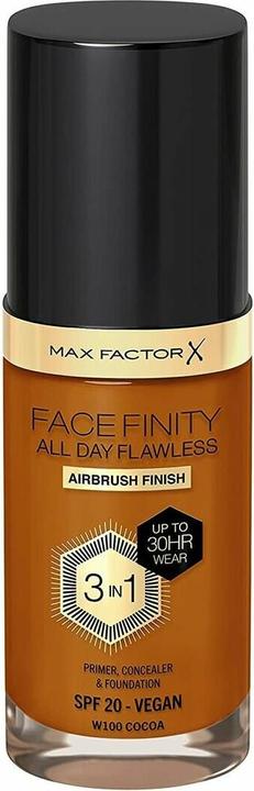 Image du produit Max Factor Facefinity 3-in-1 All Day Flawless Foundation SPF 20 100 Cocoa 30ml (W100 Cacao)