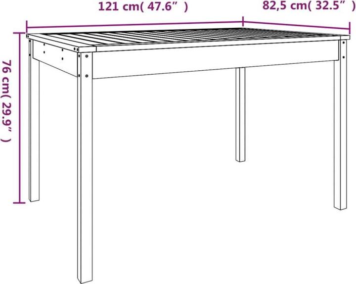 Produktbild vidaXL Gartentisch (121 x 82.50 x 76 cm)