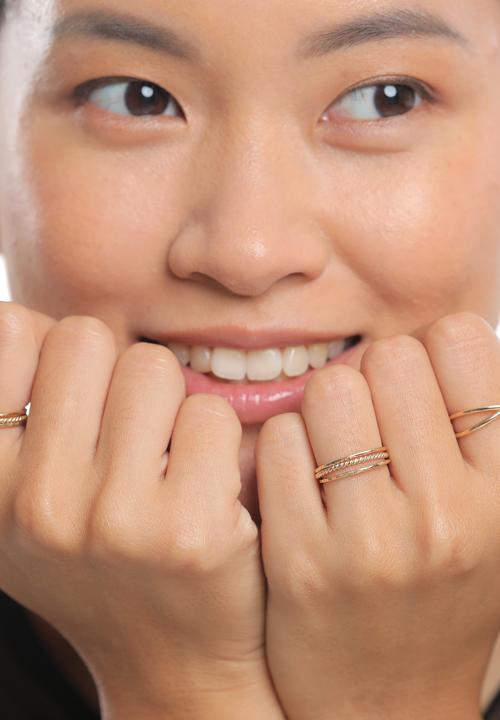 Immagine prodotto Elli PREMIUM Anello Anello impilabile Set di 3 anelli in oro giallo 375 (56, 375/9 K)