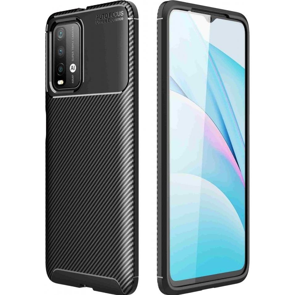 Screenguard Xiaomi Redmi 9T Hülle Carbon Design TPU Case (Xiaomi Redmi 9T), Smartphone Hülle, Schwarz