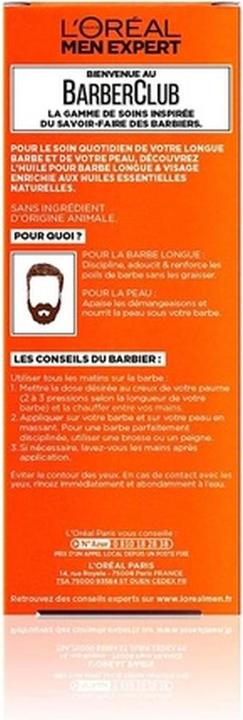 Produktbild L'Oréal Paris Men Expert BarberClub Long Beard and Face Oil for Men with Cedarwood Essential Oil 30ml (30 ml)