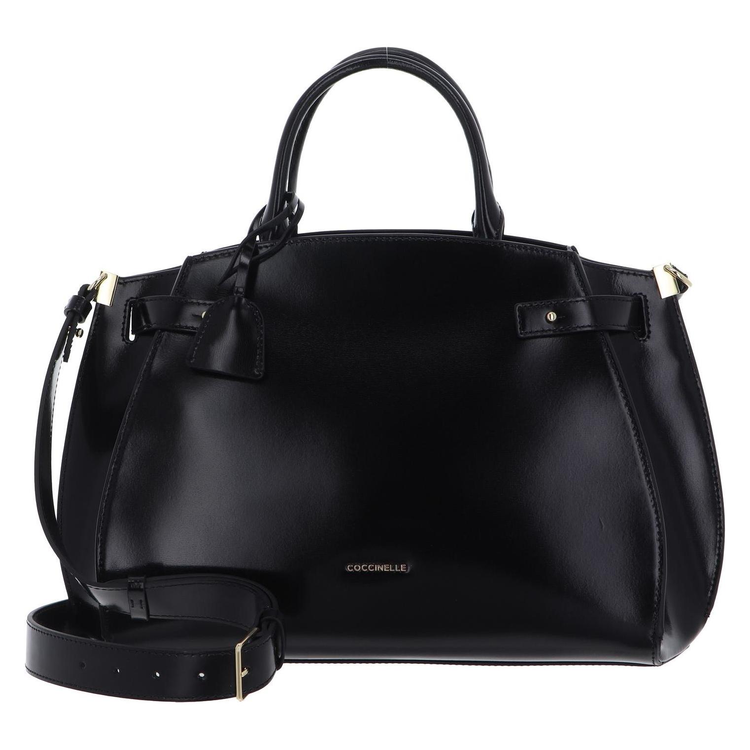 Coccinelle, Damen, Handtasche, Kliche Shiny Calf Leather Handbag, Schwarz
