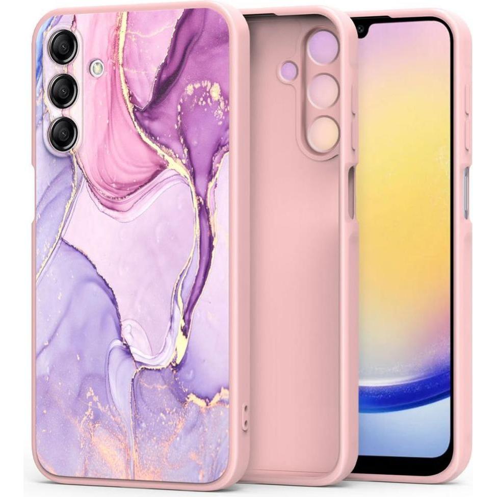 Tech-Protect Mobiili tagakaas Galaxy A25 Marble, roosa (Samsung Galaxy A25 5G), Smartphone Hülle, Pink