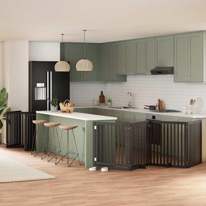 Produktbild vidaXL Hundetor mit Tür Faltbar Absperrgitter Hunde Schutzgitter 10-tlg. Holz (80 cm)