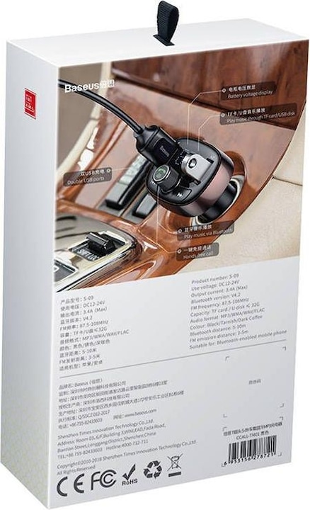 Image du produit Baseus T-typed S-09 Émetteur FM Bluetooth