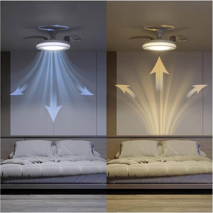 Actual product image Philips Ceiling fan with retractable blades, led 3 cct, dc 28 w + 35 w, bliss model, white, ø106 cm