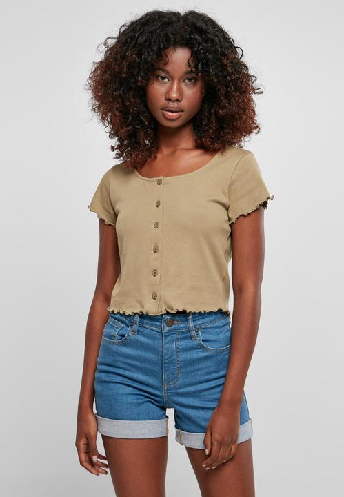 Produktbild Urban Classics Ladies Cropped Button Up Rib Tee - 12114 (4XL)