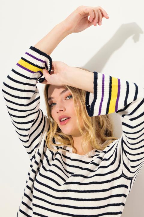 Image du produit Laurasøn Pull en maille rayé, col rond et manches longues (M)