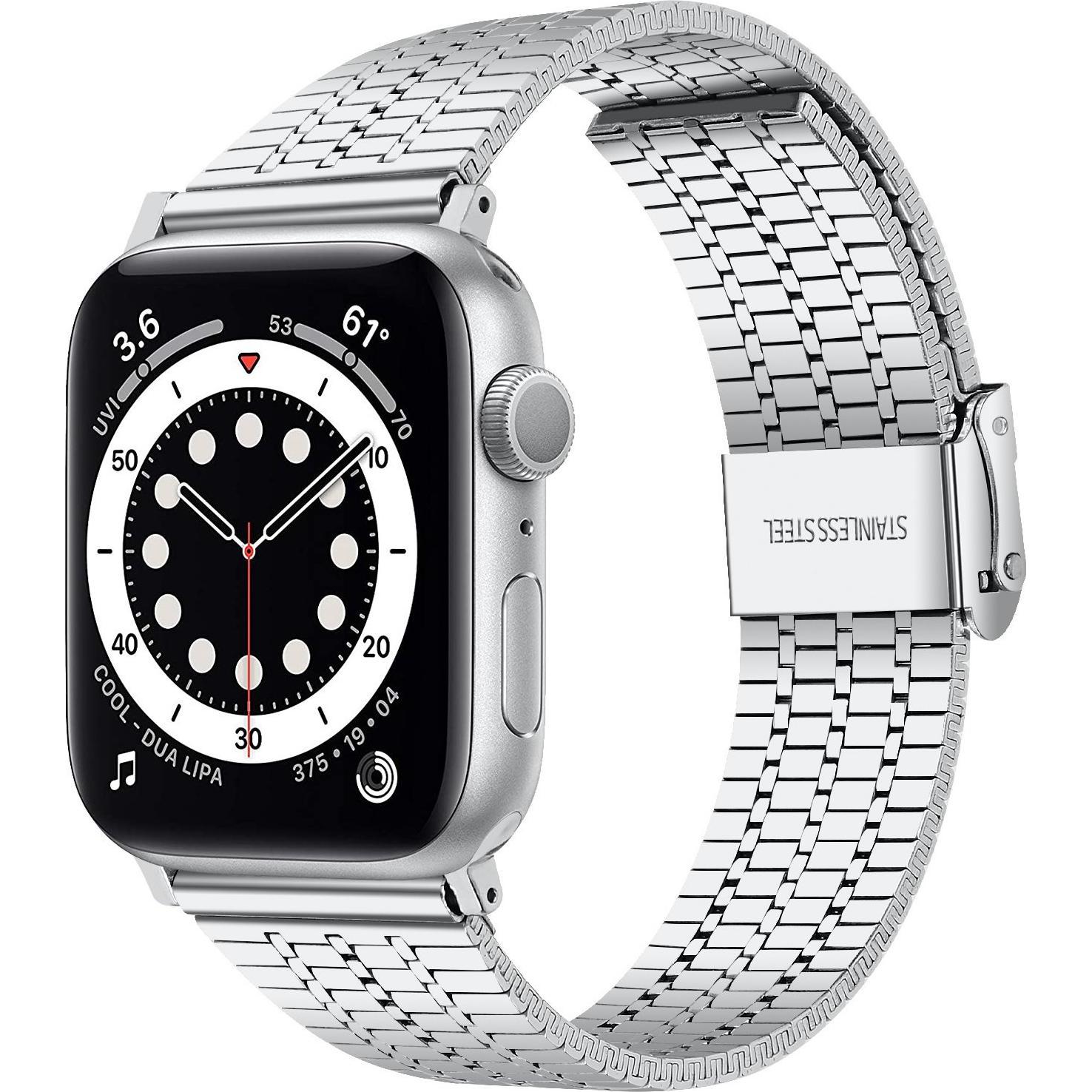 Strap-it Stahlarmband (Edelstahl, Apple Watch), Uhrenarmband, Silber