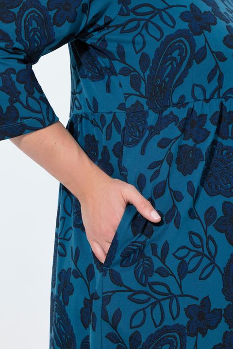 Immagine prodotto Ulla Popken Abito di jersey dal taglio svasato con Paisley, scollo a girocollo e maniche a 3/4 (58)