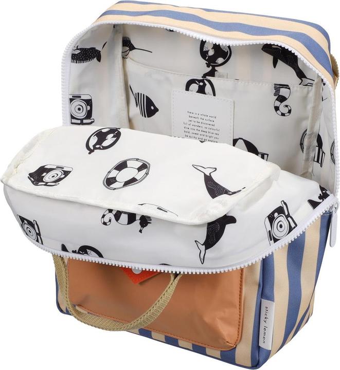 Produktbild Sticky Lemon backpack medium wonders envelope stripes blue whale + sandy yellow