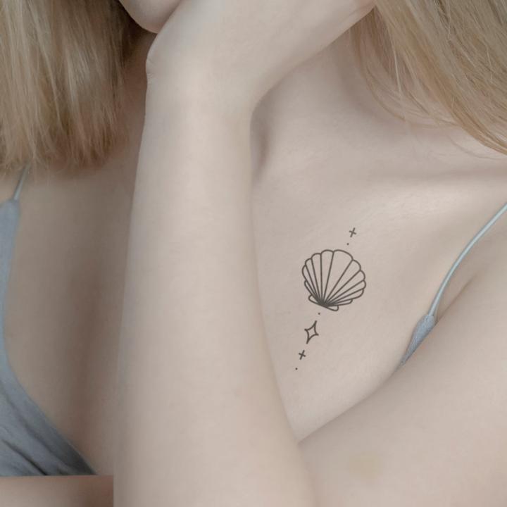 Actual product image minink Temporary tattoo - scallop shell
