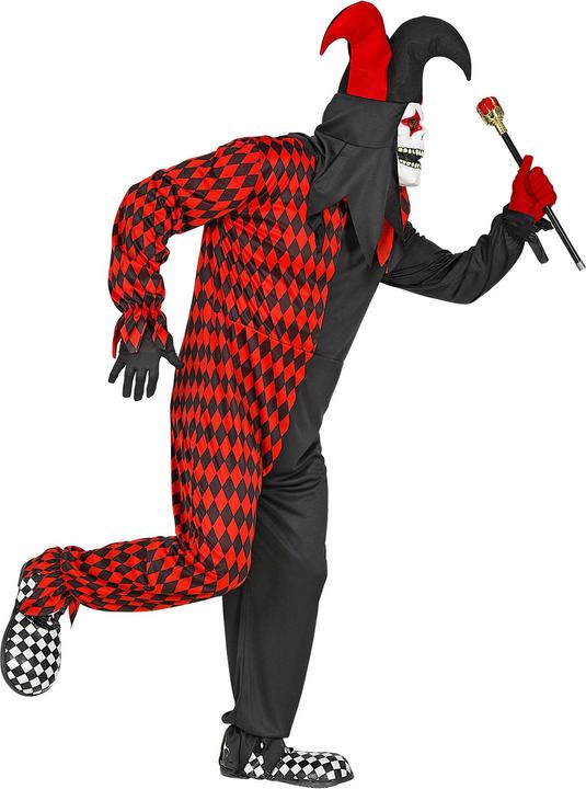 Actual product image Widmann Evil harlequin with overalls, mask with hood and hat (S)