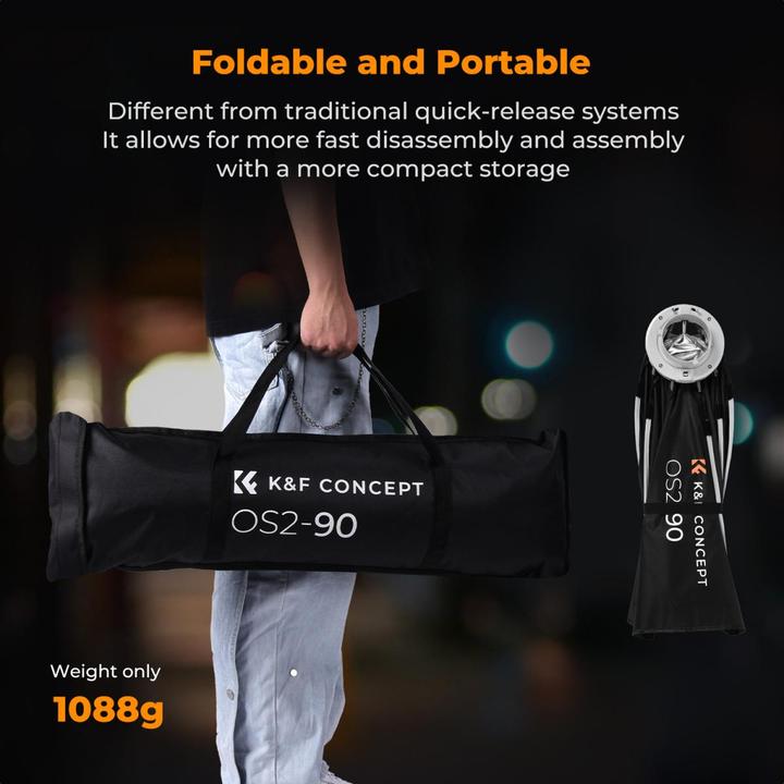 Actual product image K&F Concept 90cm Octagonal Softbox, Quick release + storage Bowens Mount with Honeycomb Grid, Light Diffusers (90 cm)