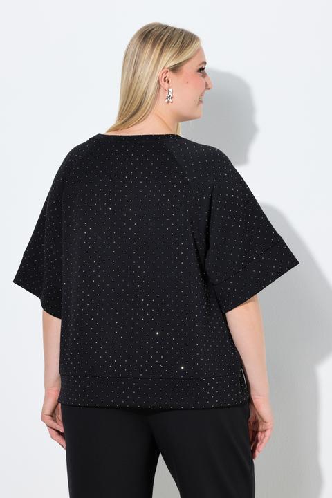 Actual product image Ulla Popken Short Sleeve Rhinestone Sweatshirt (62)