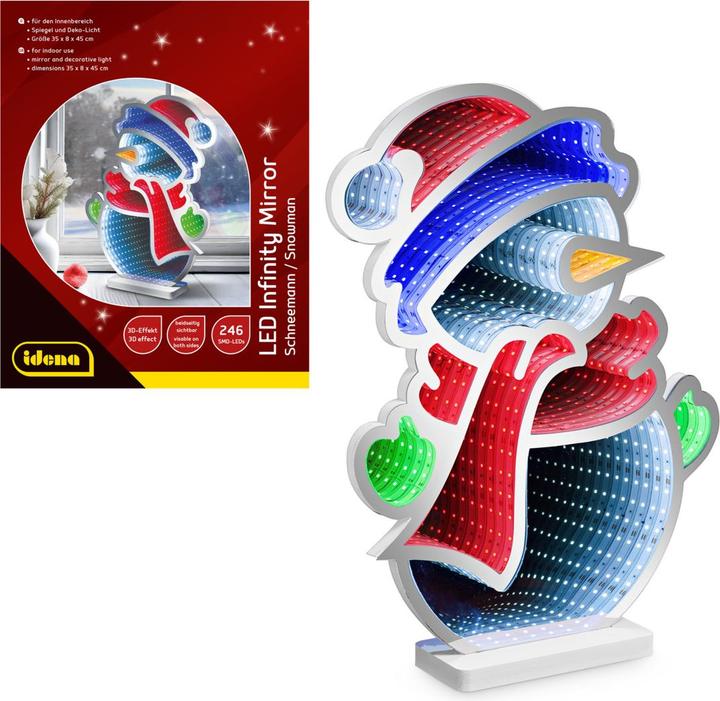 Idena LED Infinity Mirror Schneemann 35x8x45cm