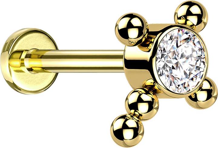 Actual product image Star Piercing Micro Labret internal thread gold plated cross balls crystal silver (without brass, Titanium)
